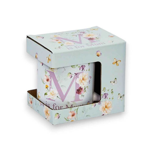 Picture of FLORAL BLUE M IS FOR MUM MUG